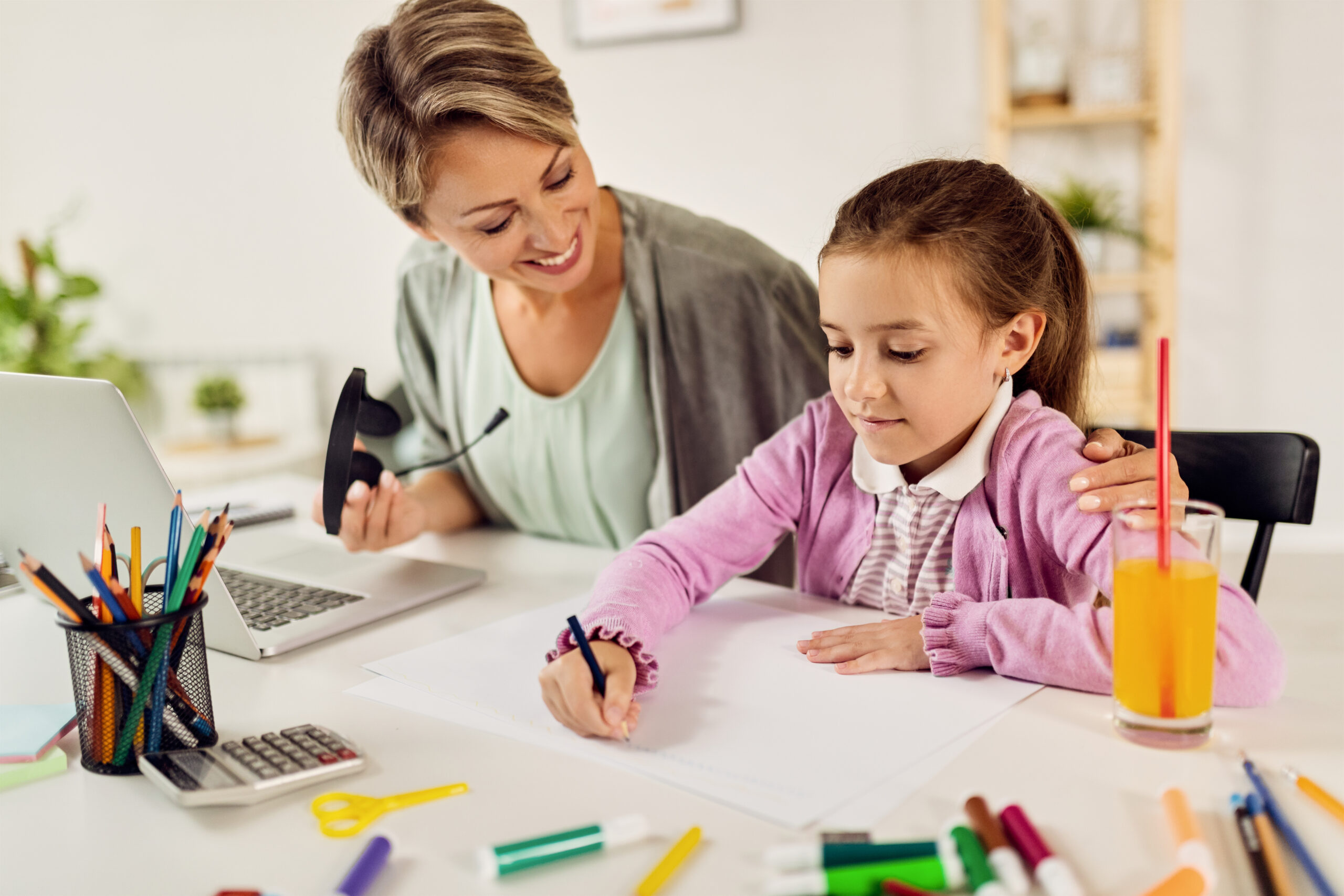 A parent and child learning together